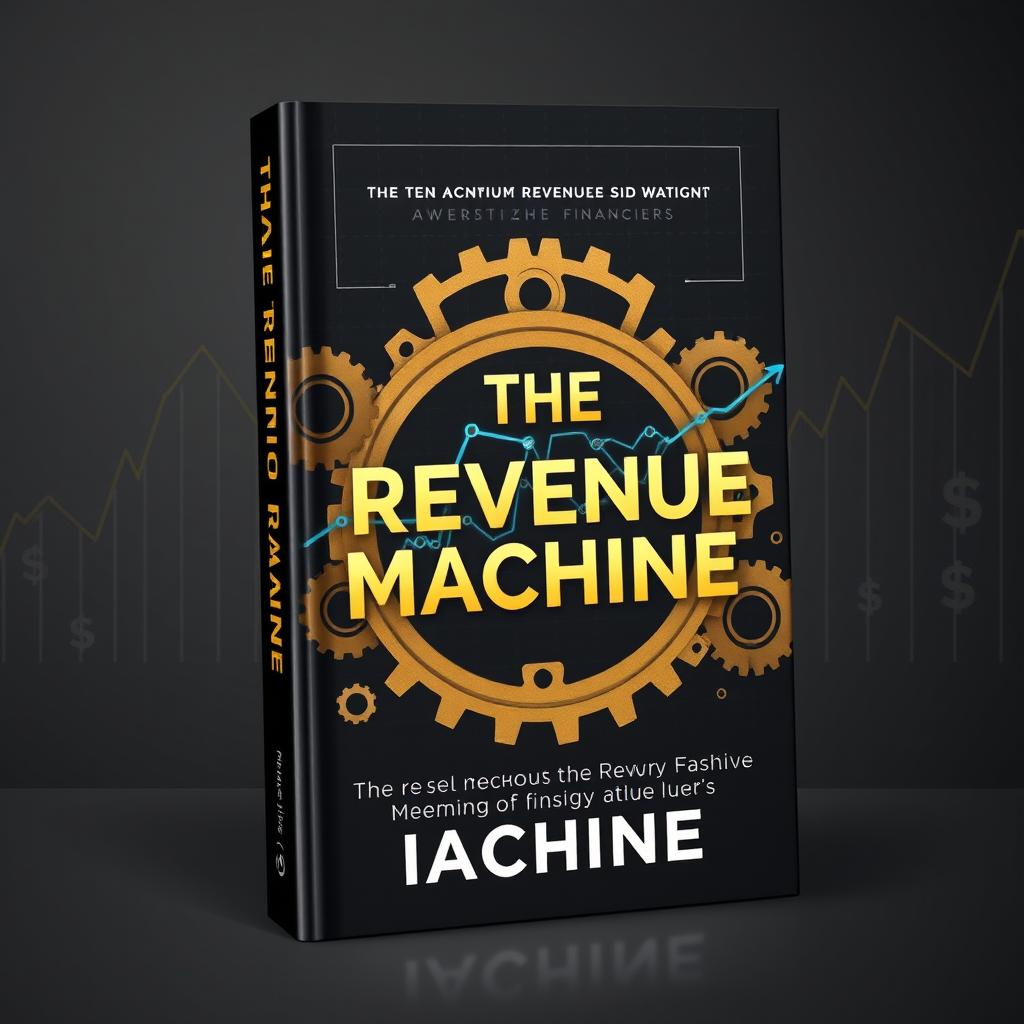 A book cover design titled "The Revenue Machine", characterized by a predominantly silver black color scheme