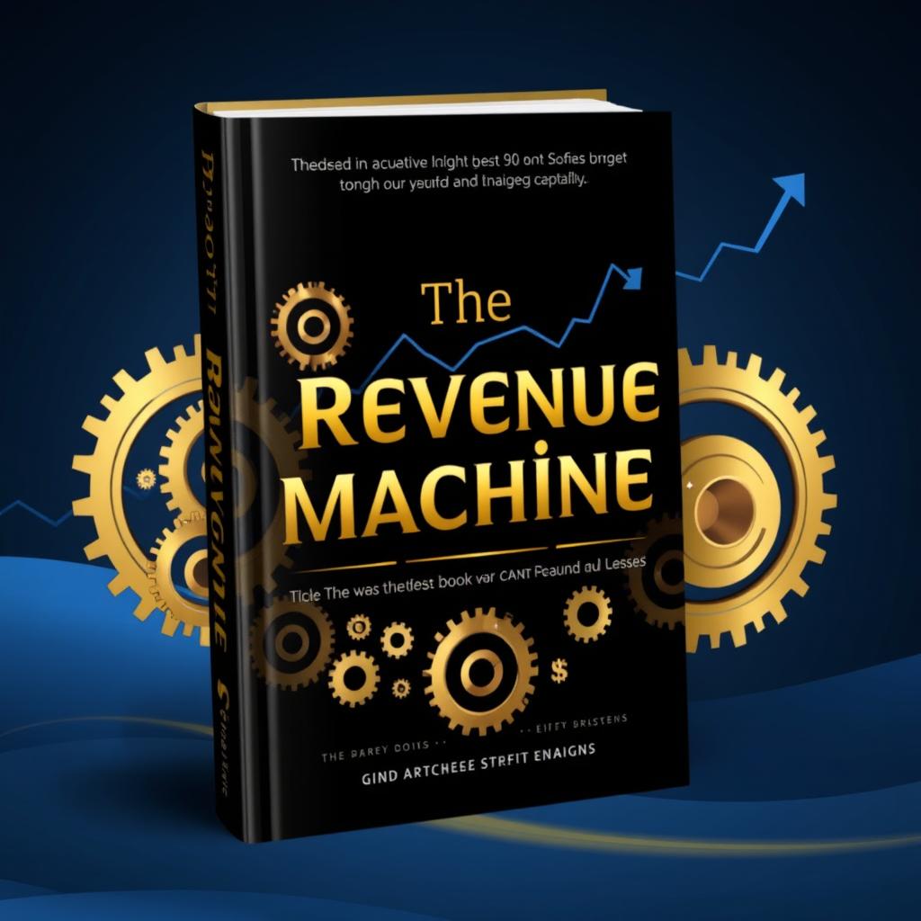 A book cover design titled "The Revenue Machine", featuring a striking predominantly silver black color scheme