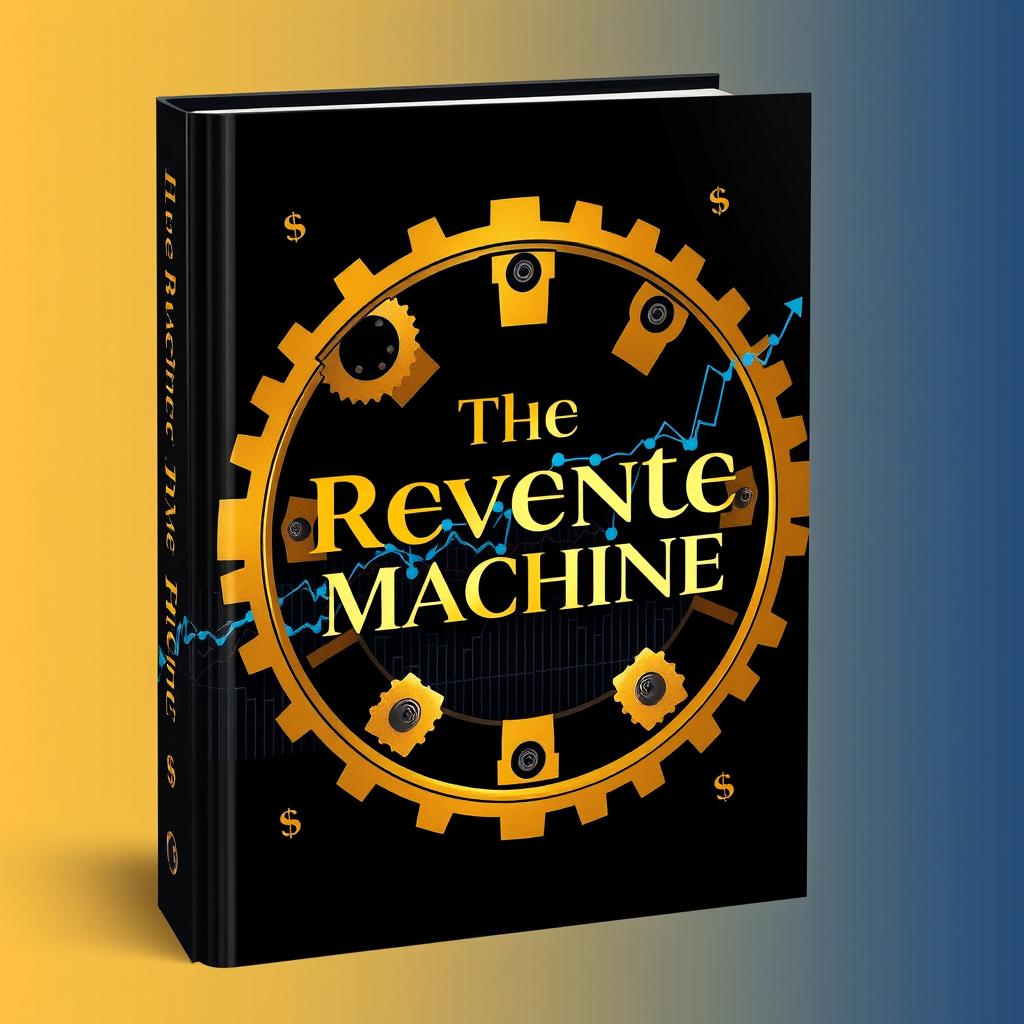 A book cover design titled "The Revenue Machine", characterized by a captivating predominantly silver black color scheme