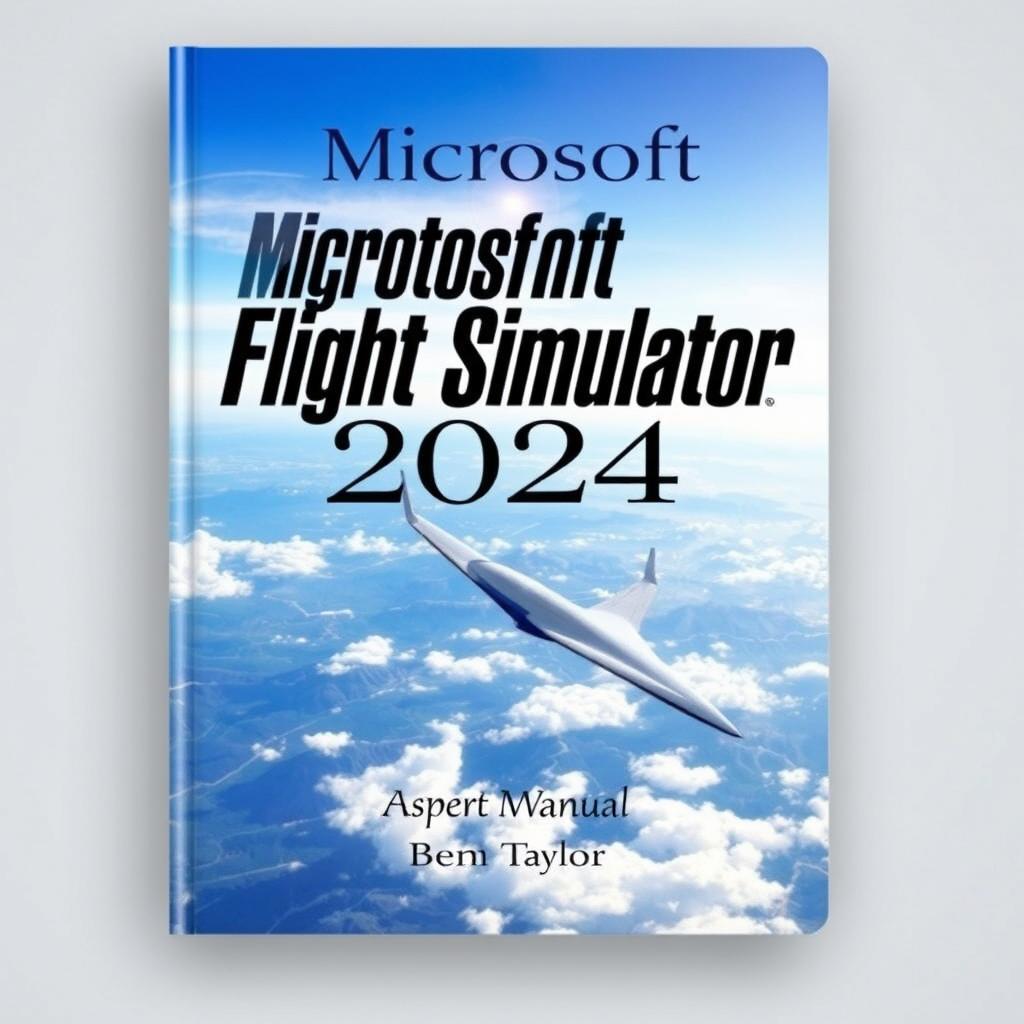 A beautifully designed cover for the 'Microsoft Flight Simulator 2024 Manual' by Ben Taylor