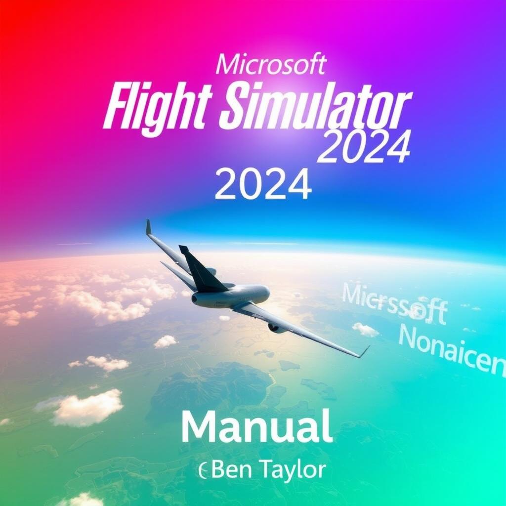 A visually striking cover for the 'Microsoft Flight Simulator 2024 Manual' by Ben Taylor, designed to appeal to aspiring aviators