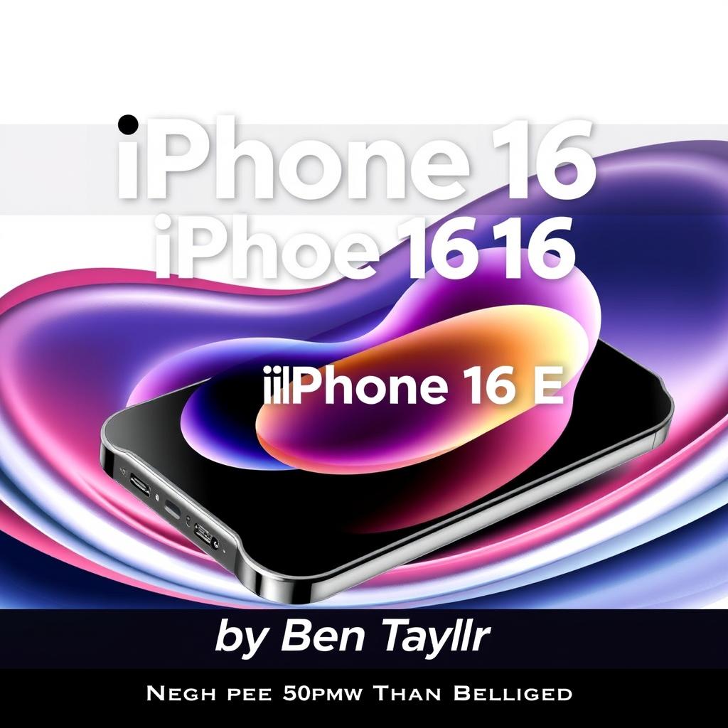 A visually striking cover design for 'iPhone 16 & iPhone 16 E' by Ben Taylor, designed as a detailed step-by-step guide