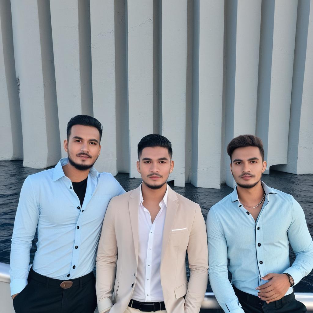 I want to change the background, let's say we're in a lounge overlooking the sea, and I want to adjust the shirt of the person in the middle, making the entire white shirt the same color without showing the inner shirt
