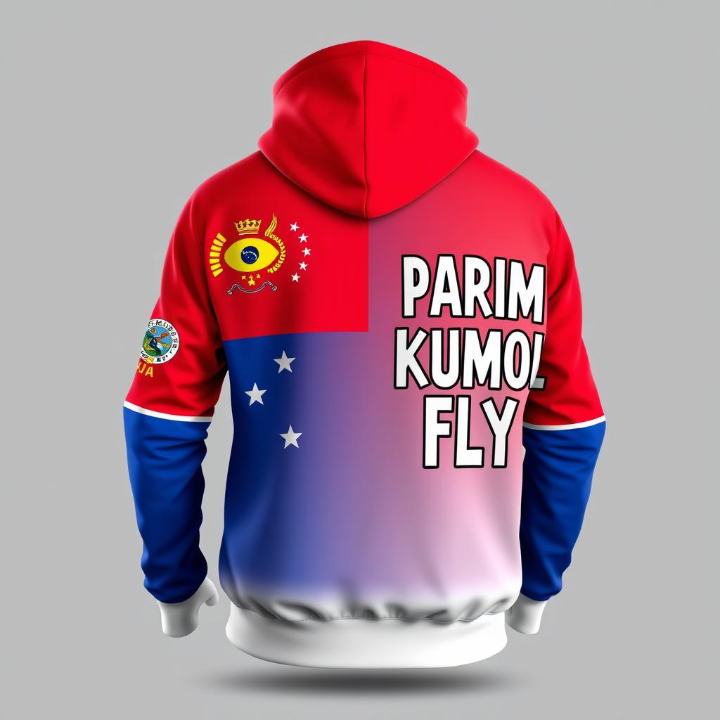 A stylish and eye-catching hoodie design to celebrate a 50th Anniversary featuring the Papua New Guinea flag prominently displayed on the front