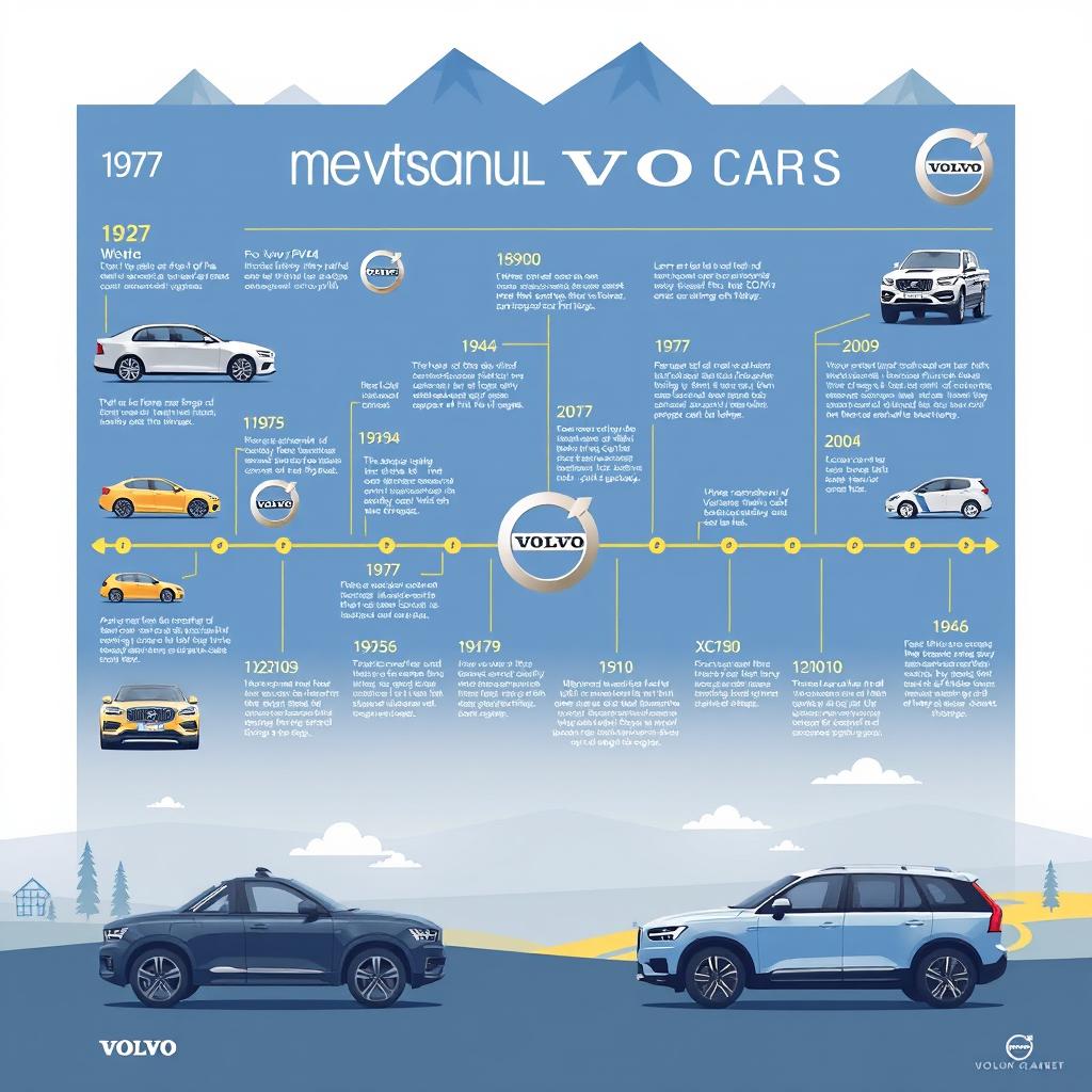 A detailed and visually engaging infographic about the history of Volvo cars