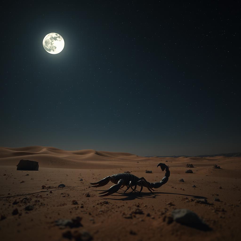 A dark night in a vast Arabian desert under a starry sky