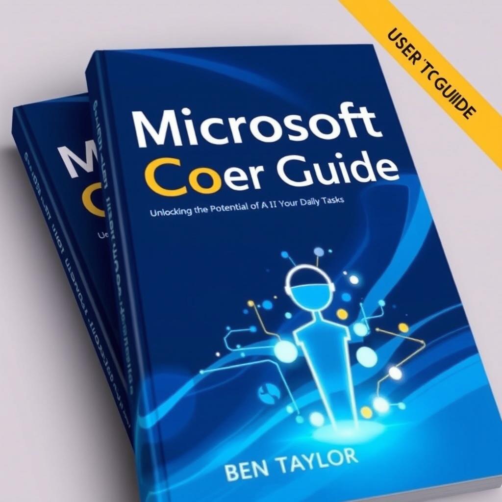 A visually striking cover for a user guide titled 'Microsoft Copilot User Guide' by Ben Taylor