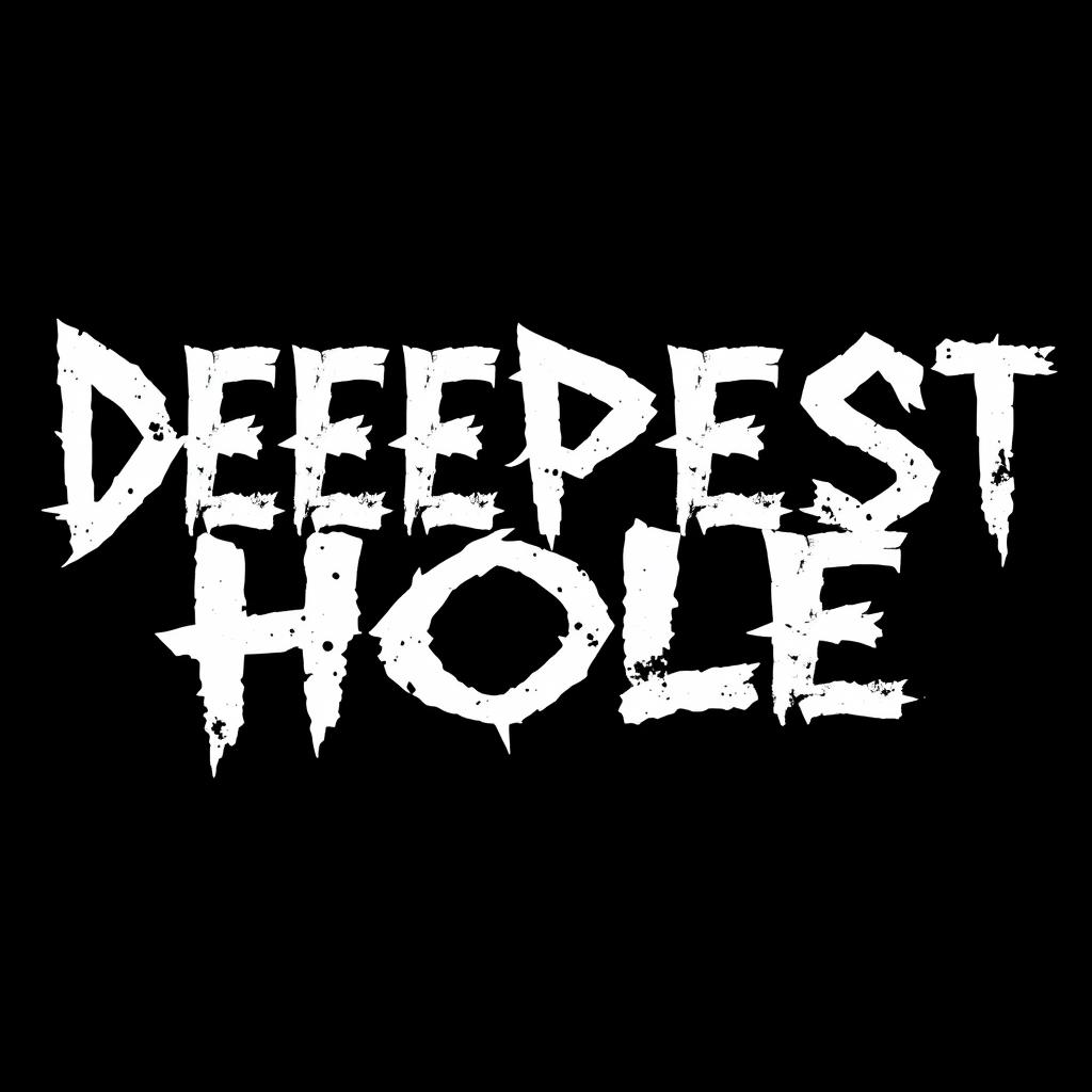 A striking image featuring bold white text that reads "Deepest Hole" against a solid black background