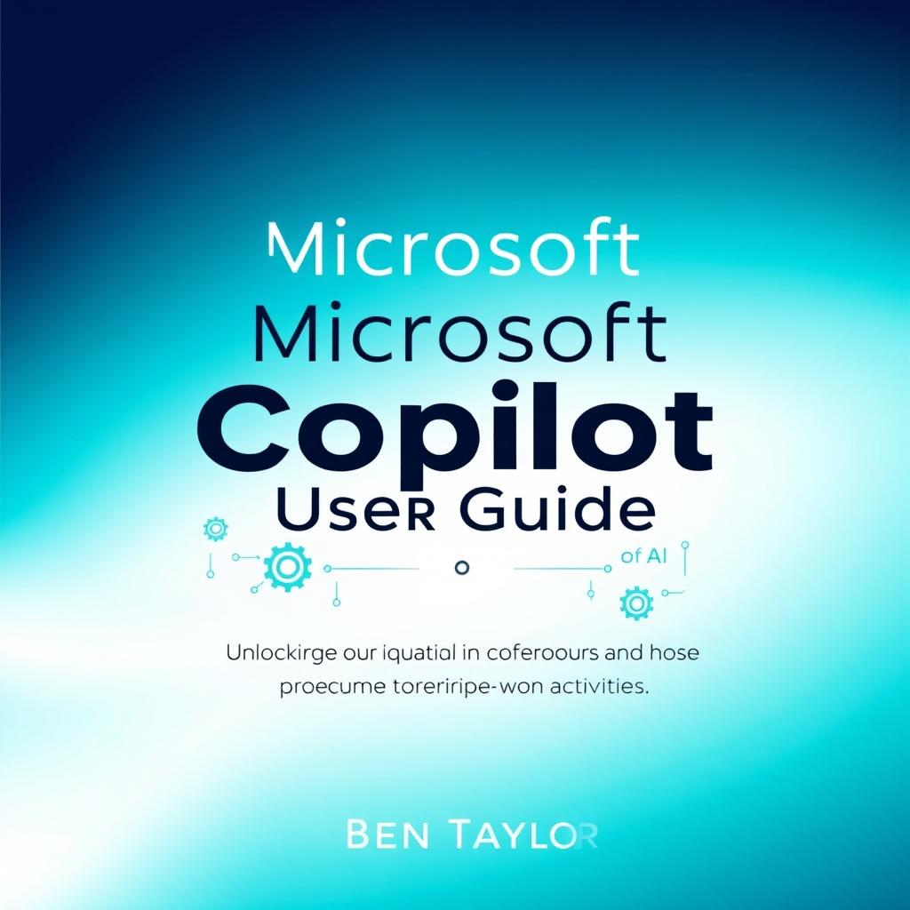 An attractive cover design for 'Microsoft Copilot User Guide' by Ben Taylor, capturing the essence of unlocking the potential of AI in day-to-day activities