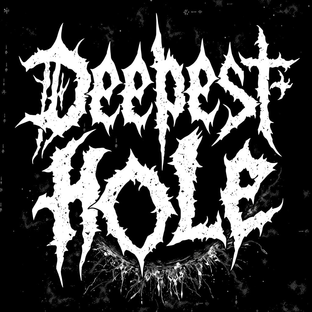 An aggressive and visually striking image featuring the text "Deepest Hole" in white, styled heavily in a grindcore aesthetic similar to the band Morbid Angel