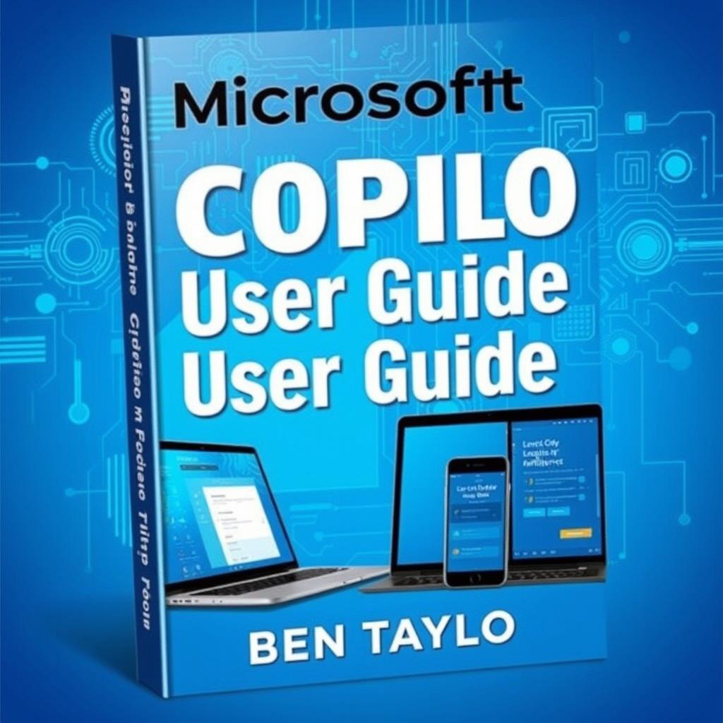 A striking and informative cover design for 'Microsoft CoPilot User Guide by Ben Taylor' with the subtitle 'Unlocking the Potential of AI in Your Daily Tasks'