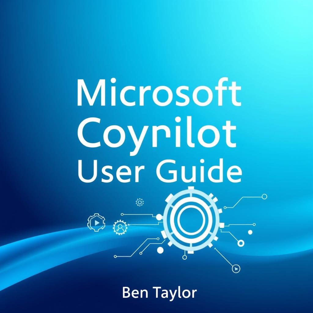 A dynamic cover design for 'Microsoft Copilot User Guide' by Ben Taylor, highlighting the theme of unlocking the potential of AI in your daily tasks