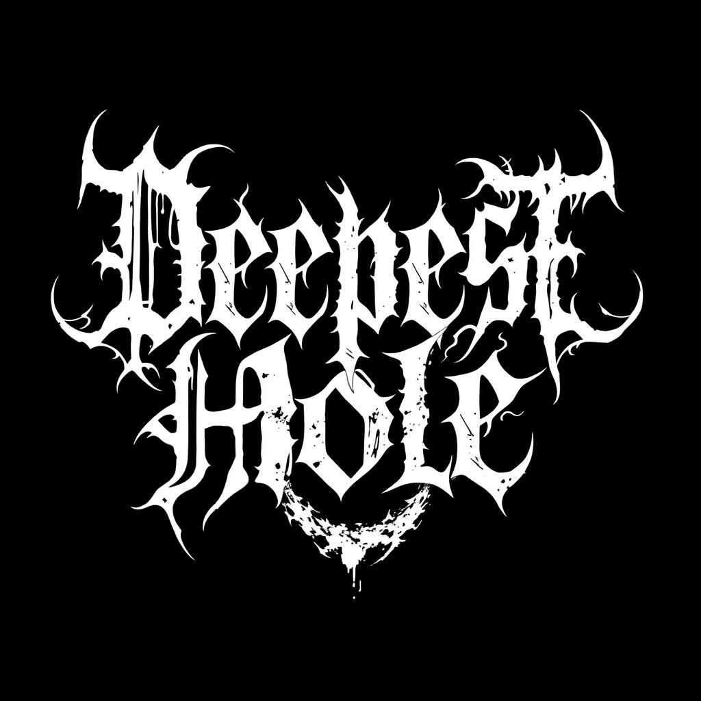 A logo design for a black metal band featuring the white text "Deepest Hole" prominently displayed on a black background