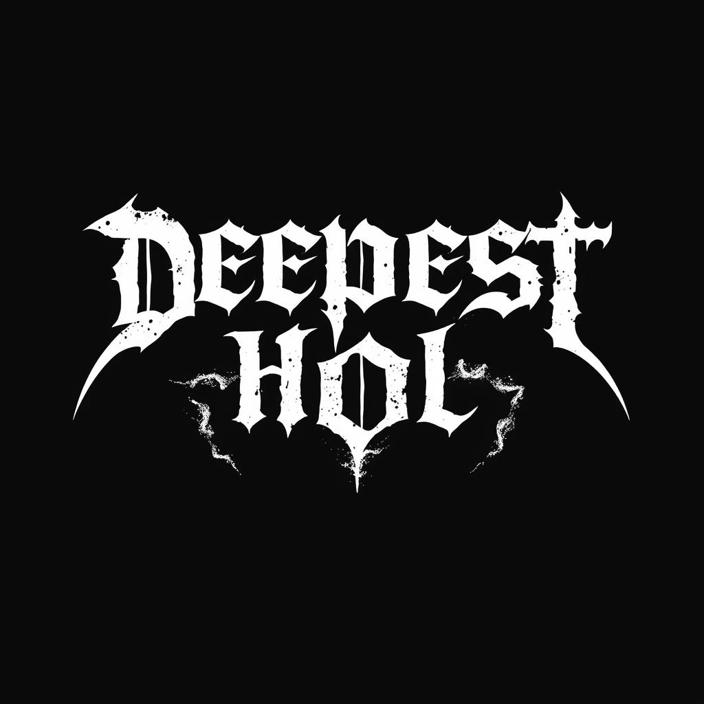 A logo design for a black metal band featuring the white text 'Deepest Hole' in a bold, gothic-style font that exudes a dark and menacing vibe