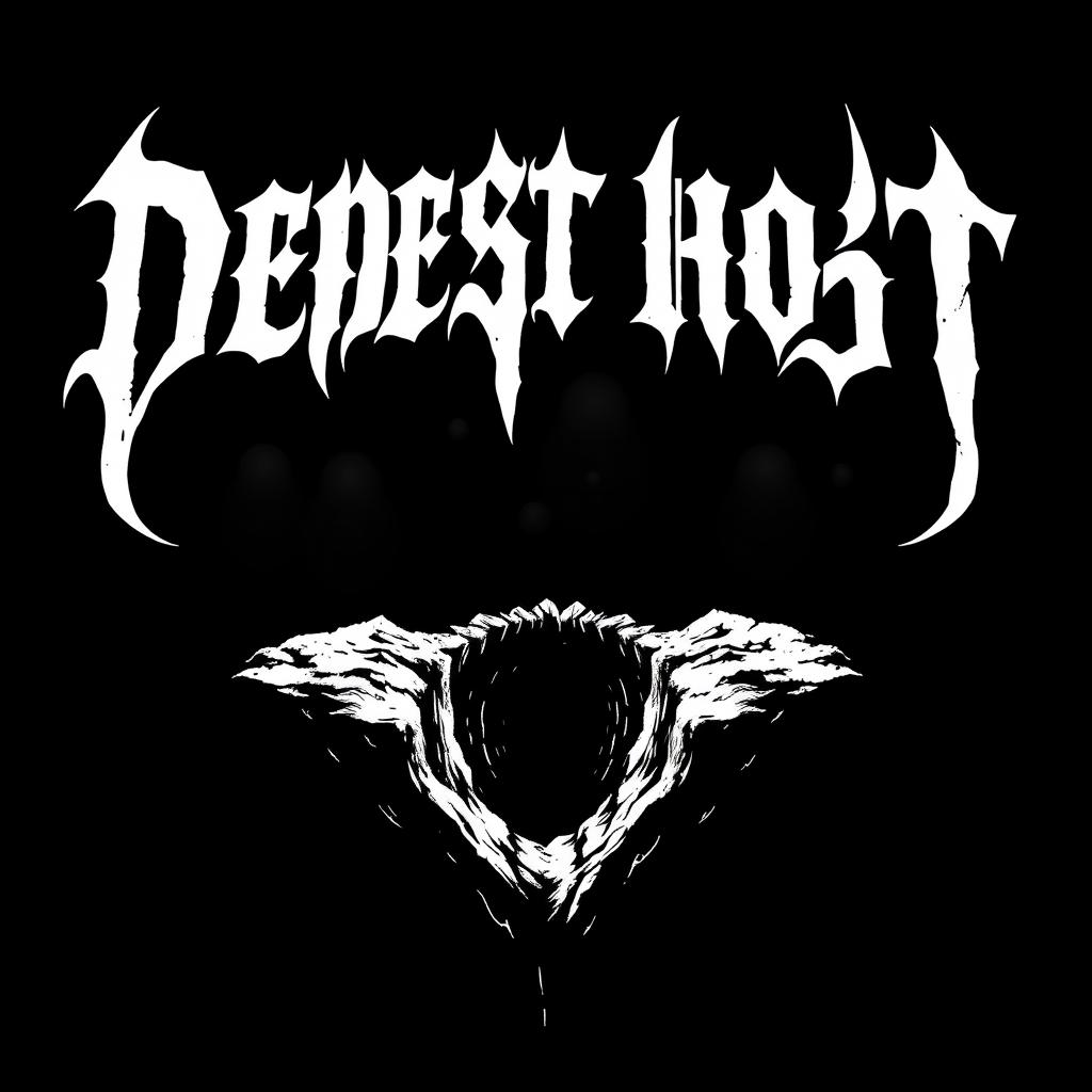 A logo design for a black metal band featuring the bold white text 'Deepest Hole' in a menacing, gothic-style font, creating a dark and haunting vibe