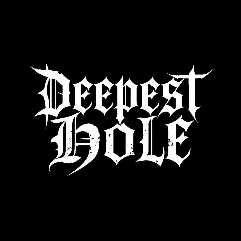 A logo design for a black metal band featuring the striking white text 'Deepest Hole' in a dramatic, gothic-style font that reflects the dark themes of the genre