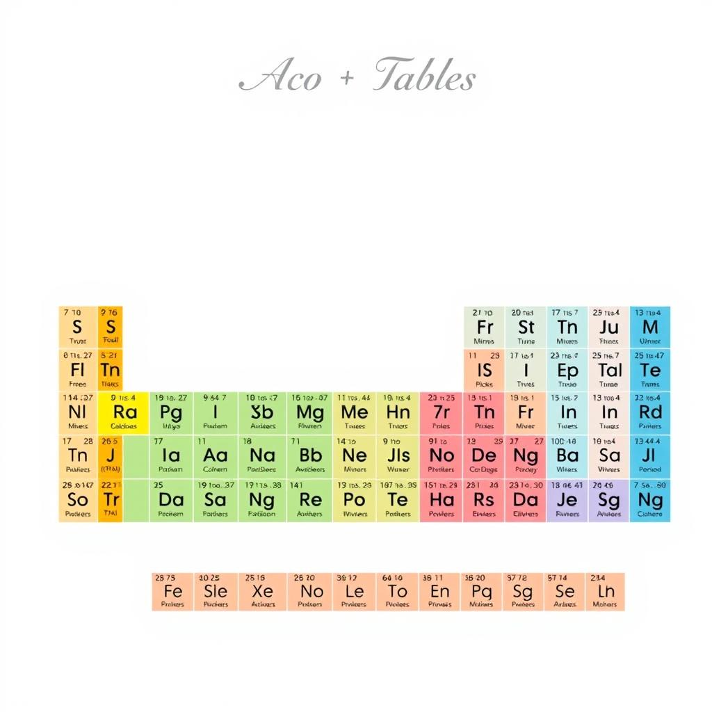 A beautifully designed periodic table of elements arranged in two rows of eight