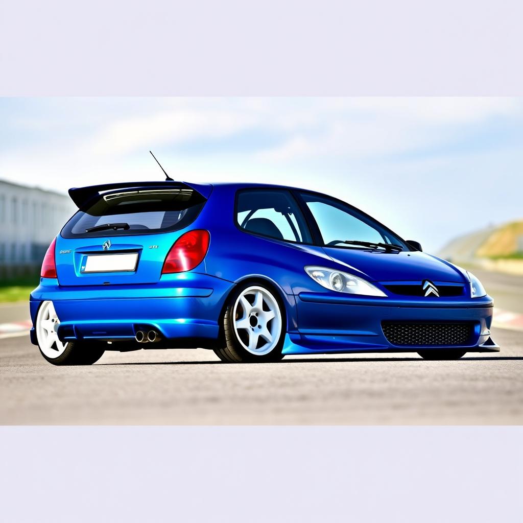 A sporty blue Citroen Saxo 1