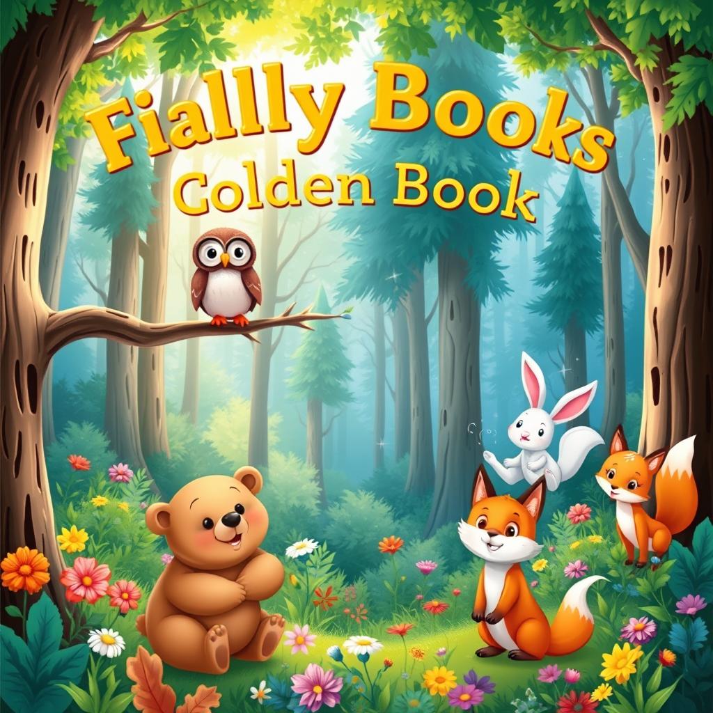 A beautiful children's book cover featuring a lush, vibrant forest