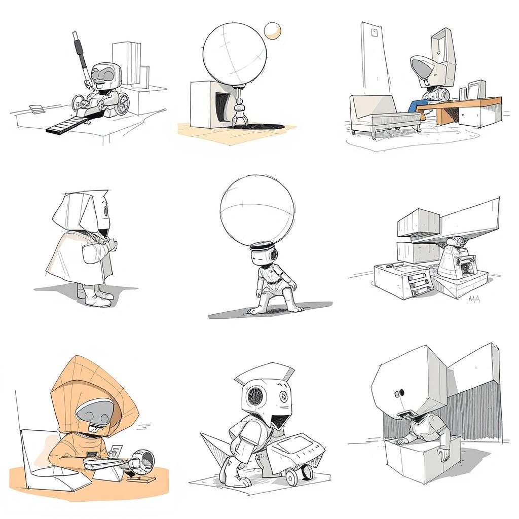 Create 10 sketches of design concepts inspired by a reference image