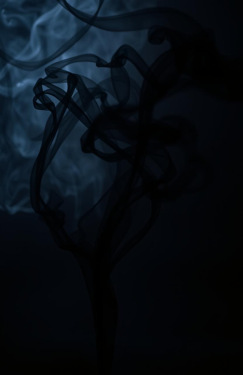 A captivating scene featuring swirling dark smoke that billows and dances elegantly in the air
