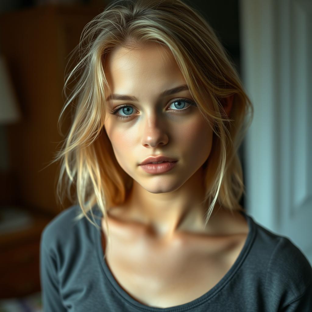 A 22-year-old woman with blond hair, standing 1