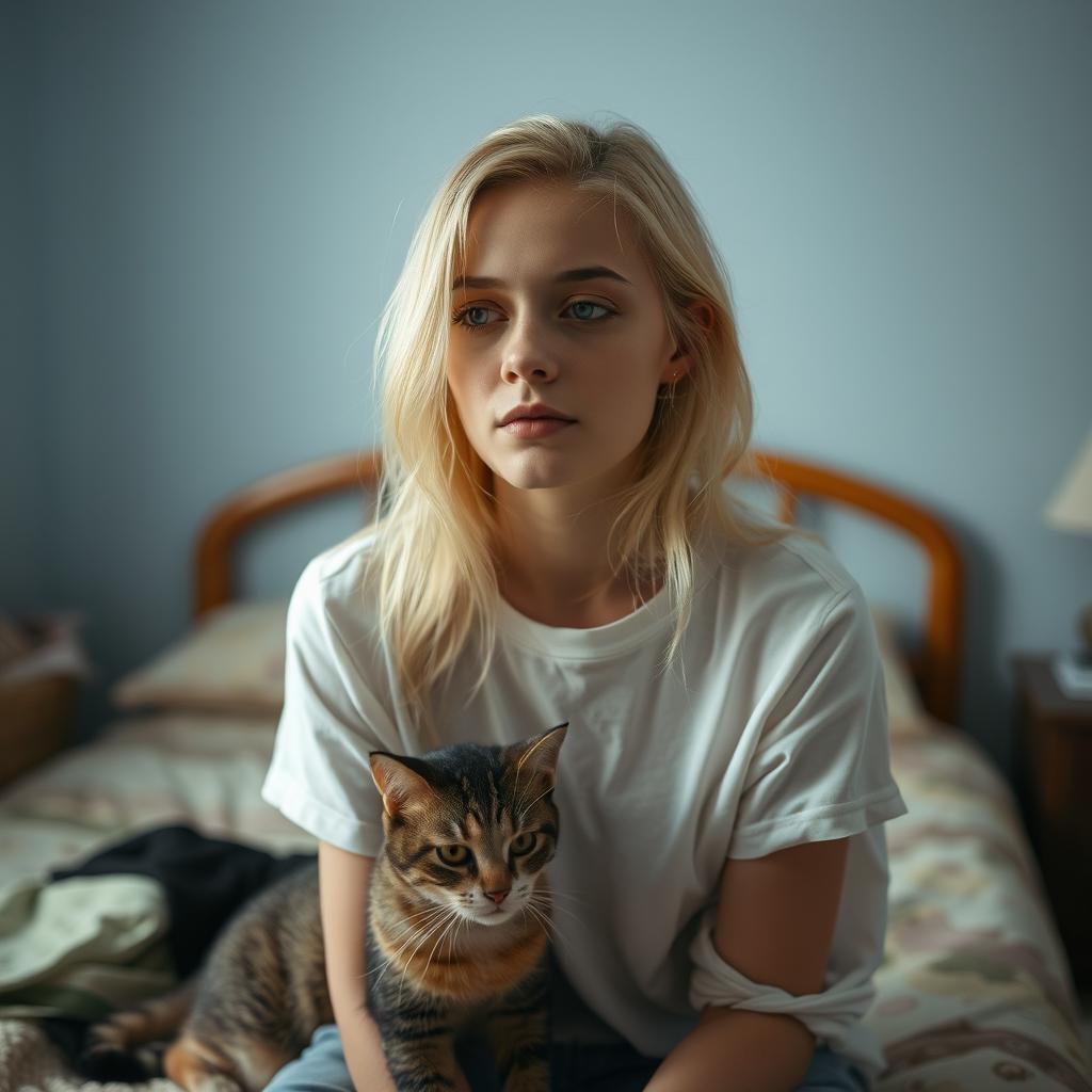 A young 22-year-old blonde woman, 1
