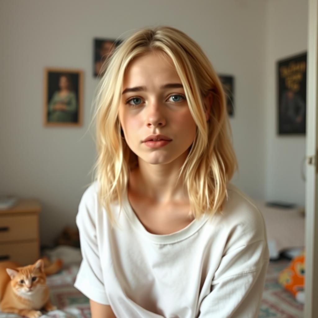 A 22-year-old young woman with blonde hair, 1