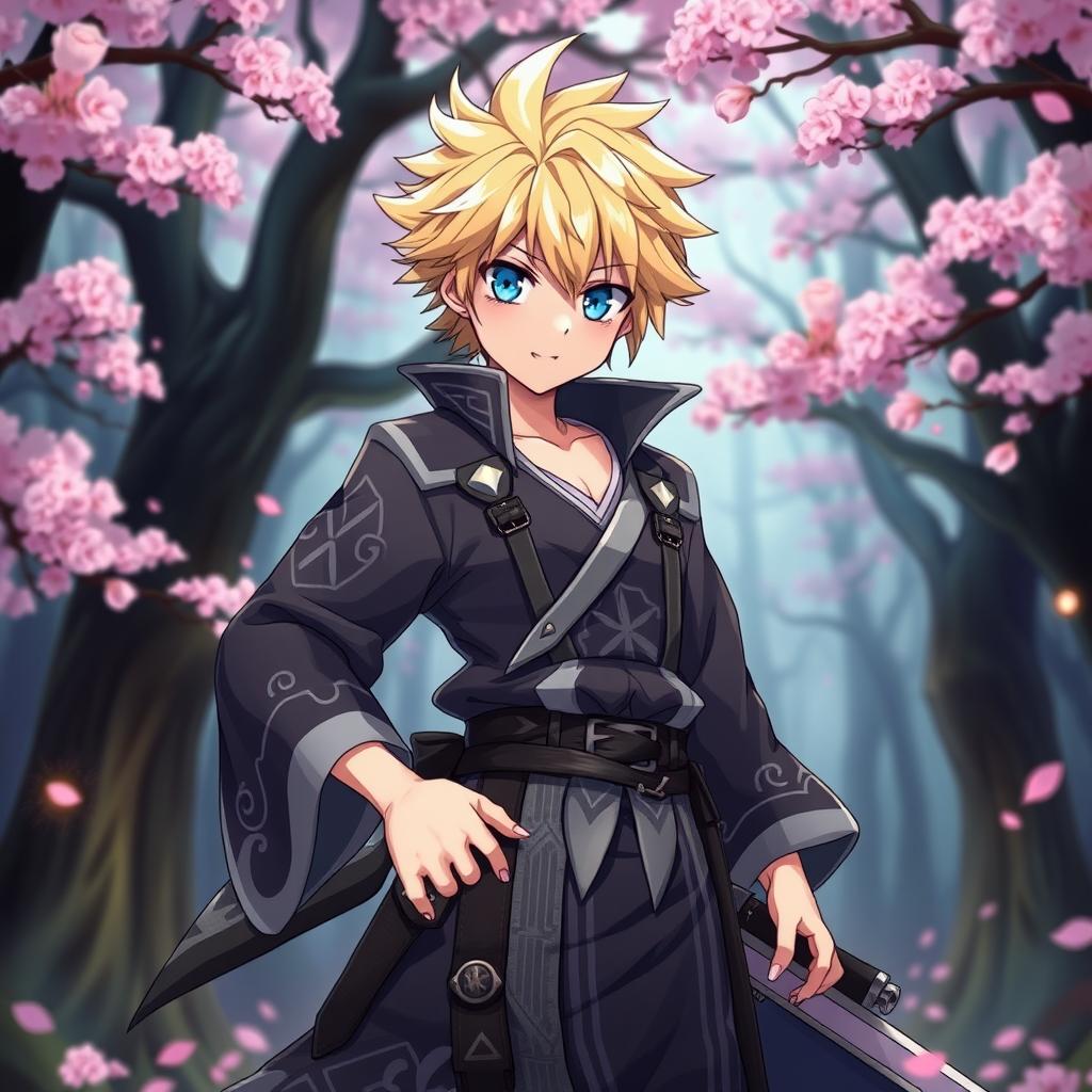 A dynamic anime character inspired by the aesthetic of Demon Slayer