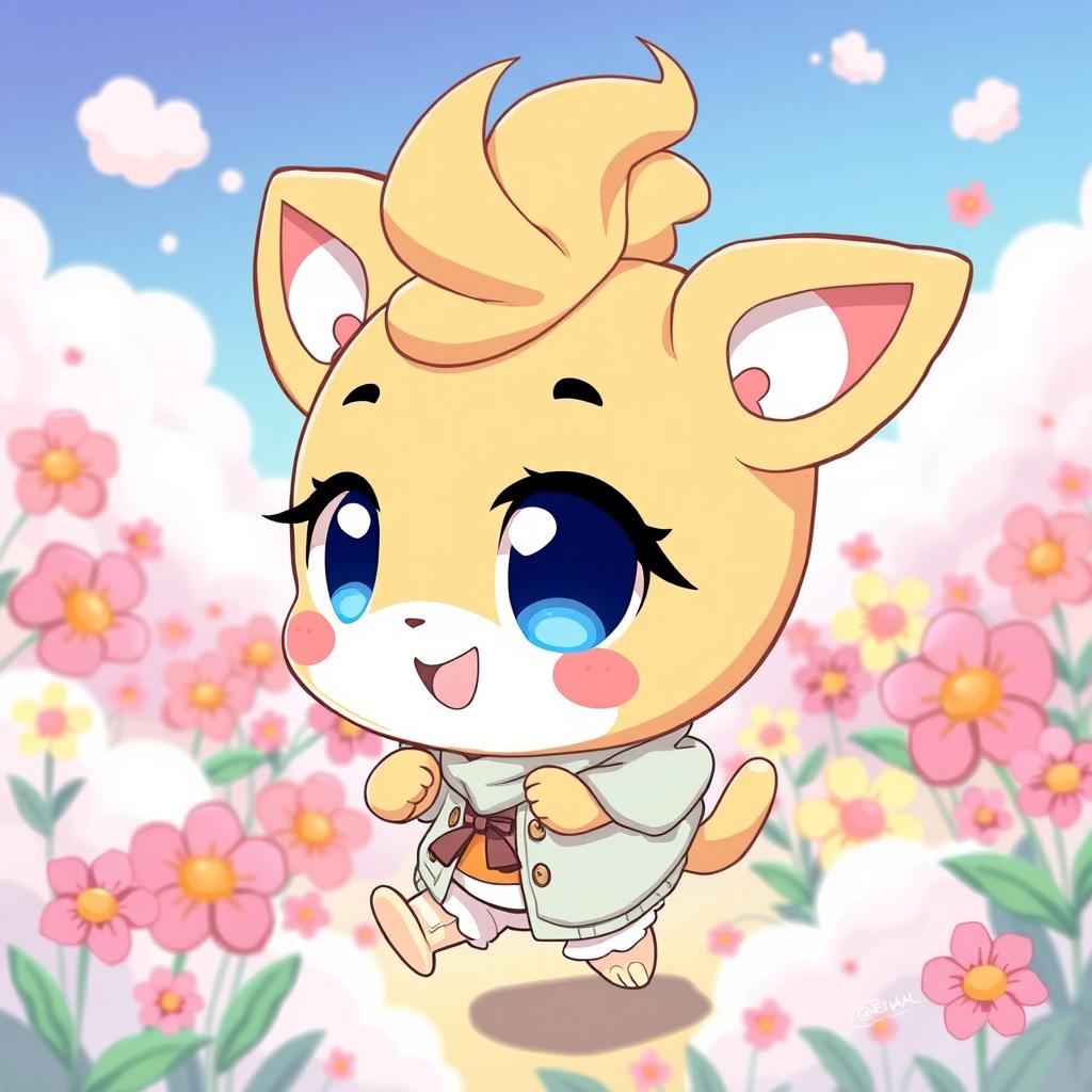 An anime-style illustration of a Labubu character, depicted with vibrant colors and exaggerated features typical of anime art