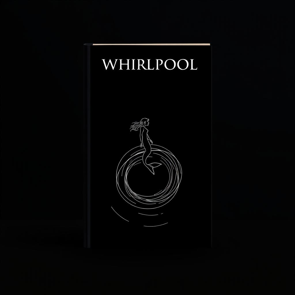 A mesmerizing book cover design titled 'Whirlpool', featuring a minimalist aesthetic