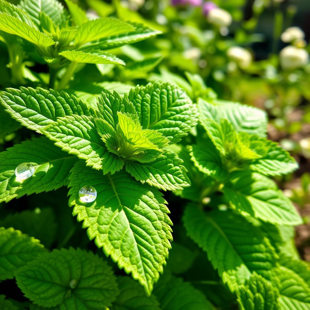 A vibrant close-up of lush lemon balm leaves, showcasing their signature textured green foliage and delicate serrated edges