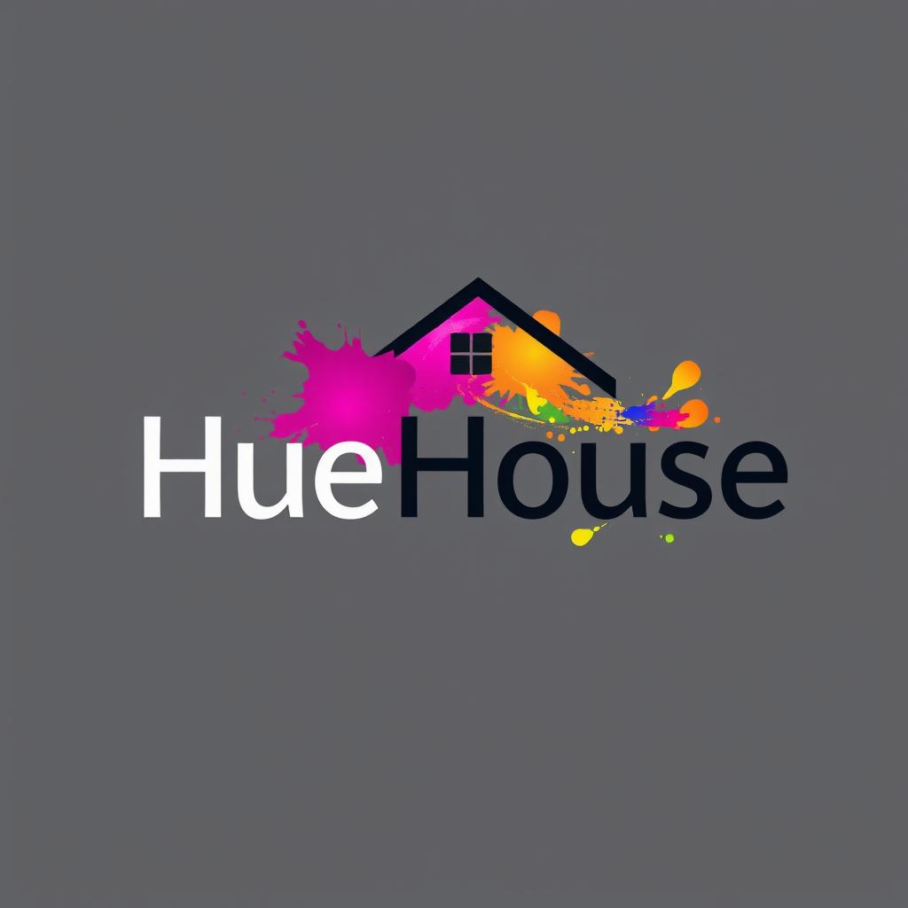A logo design for a painting company named 'HueHouse'