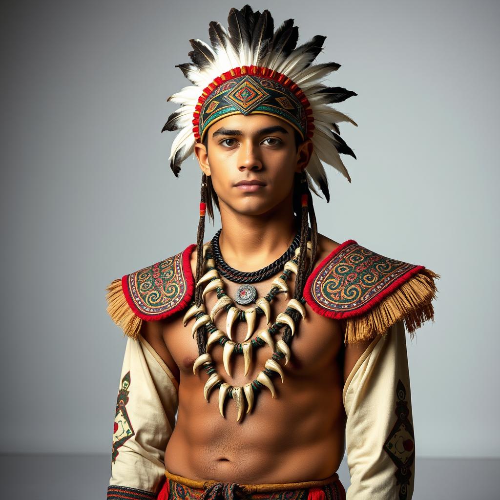 A young man, no older than 20 years, standing confidently in a modern studio