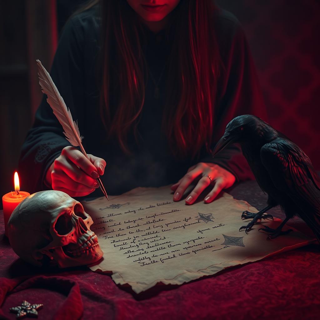 A terrifying scene of a mystical spell casting involving a witch