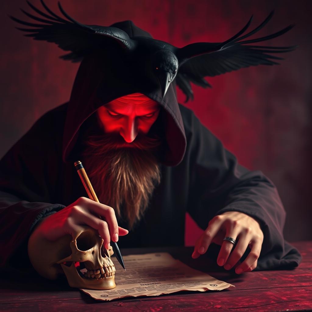 A scary scene featuring a mystic spell caster