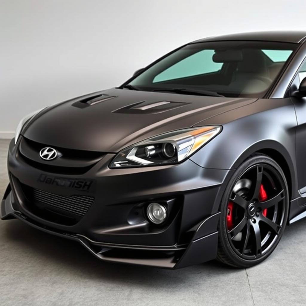A sleek and stylish Hyundai Tiburon featuring an Adonis Duraflex front bumper