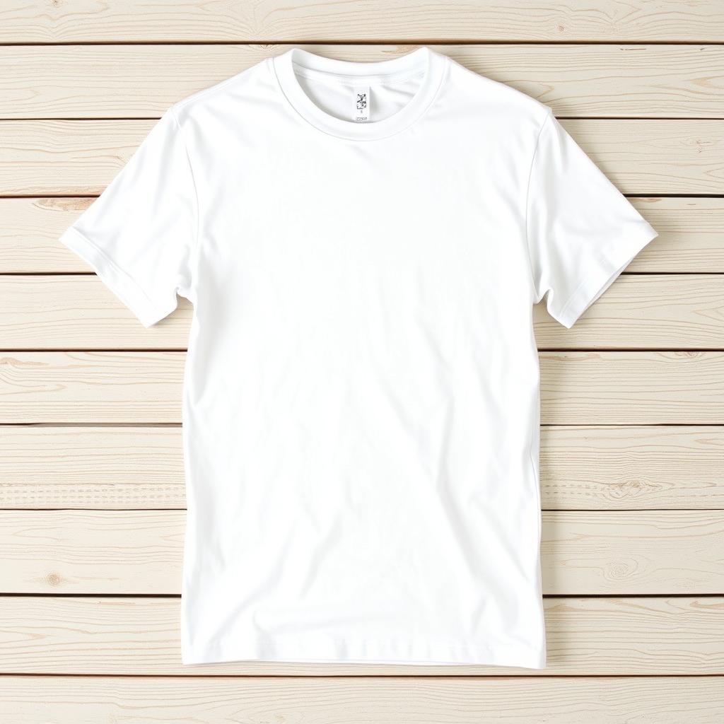 A plain white t-shirt featuring a clean, minimalist design without any text or images