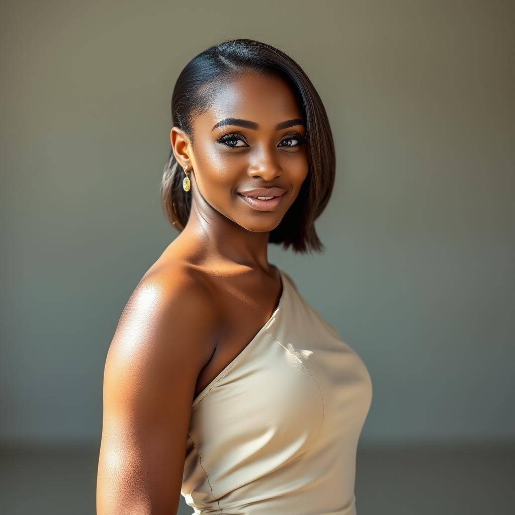 A stunning portrait of a confident beauty embodying elegance and minimalism