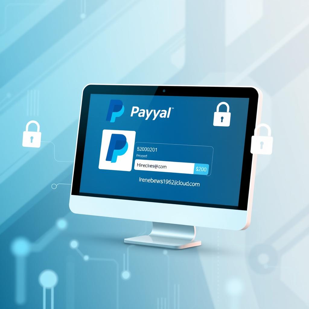 A digital representation illustrating a virtual transaction involving a PayPal account
