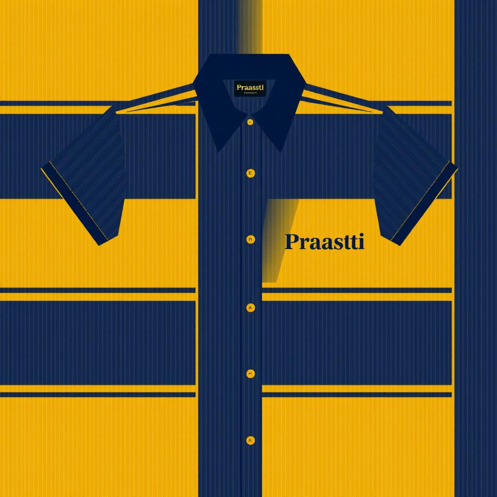 A stylish shirt design that features a base color of rich gold or deep navy with elegant gold stripes