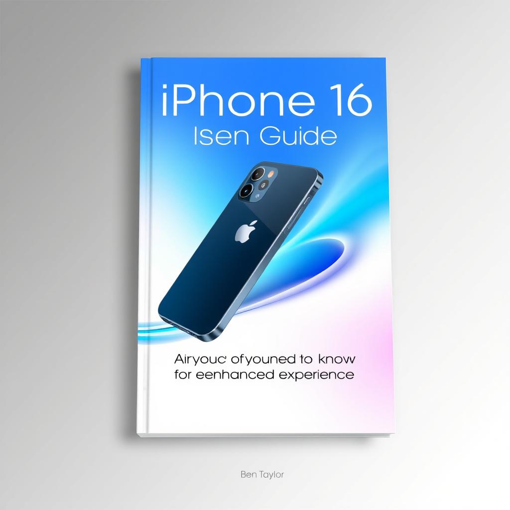 An eye-catching cover design for the user guide titled 'IPHONE 16 USER GUIDE' by Ben Taylor
