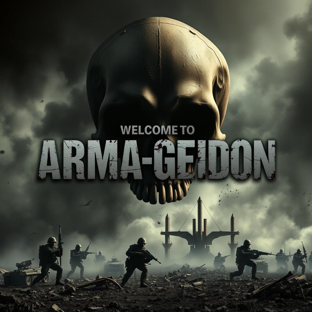 A military-themed banner with a dark, apocalyptic atmosphere