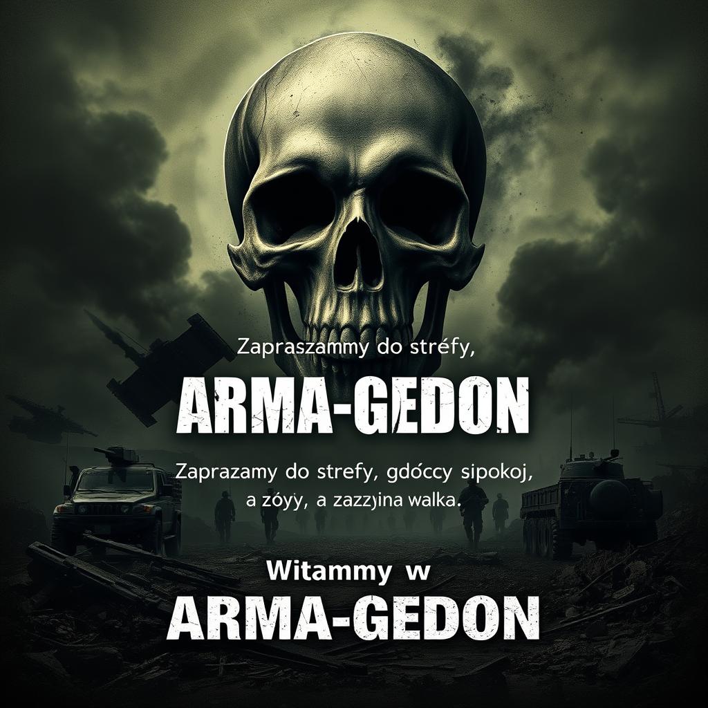 A military-themed banner showcasing a dark, apocalyptic atmosphere