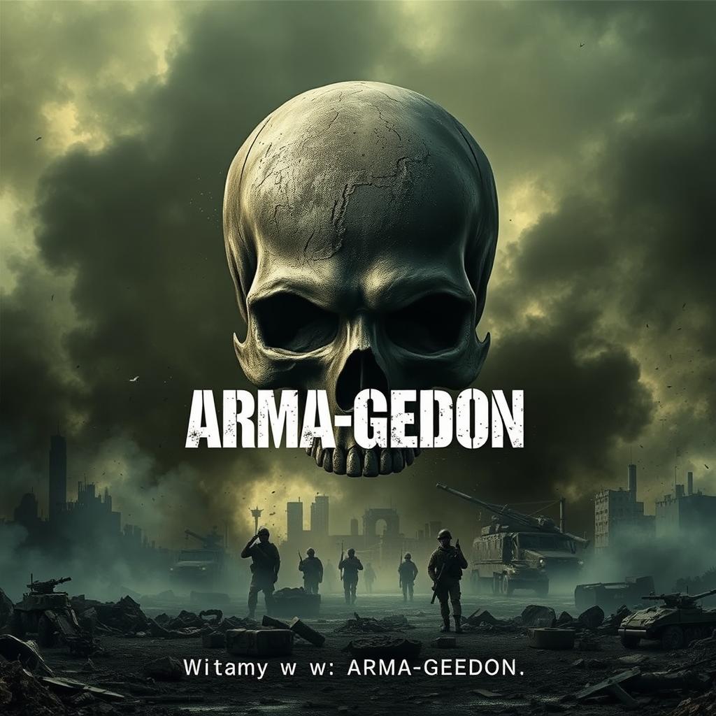 A military-themed banner featuring a dark, apocalyptic atmosphere