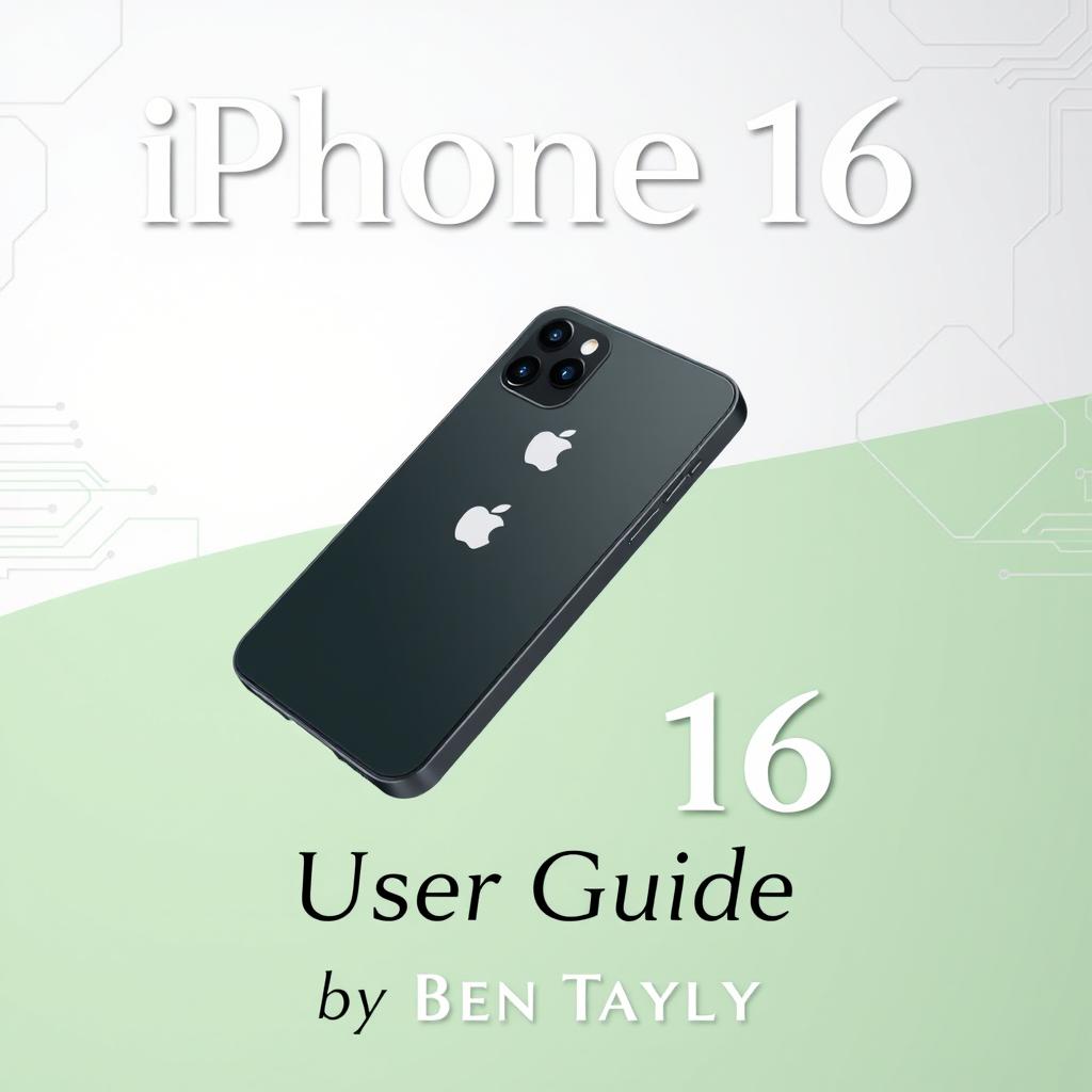 An elegant and modern cover for the 'iPhone 16 User Guide' by Ben Taylor