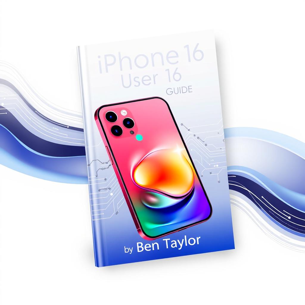 An eye-catching cover design for the 'iPhone 16 User Guide' authored by Ben Taylor