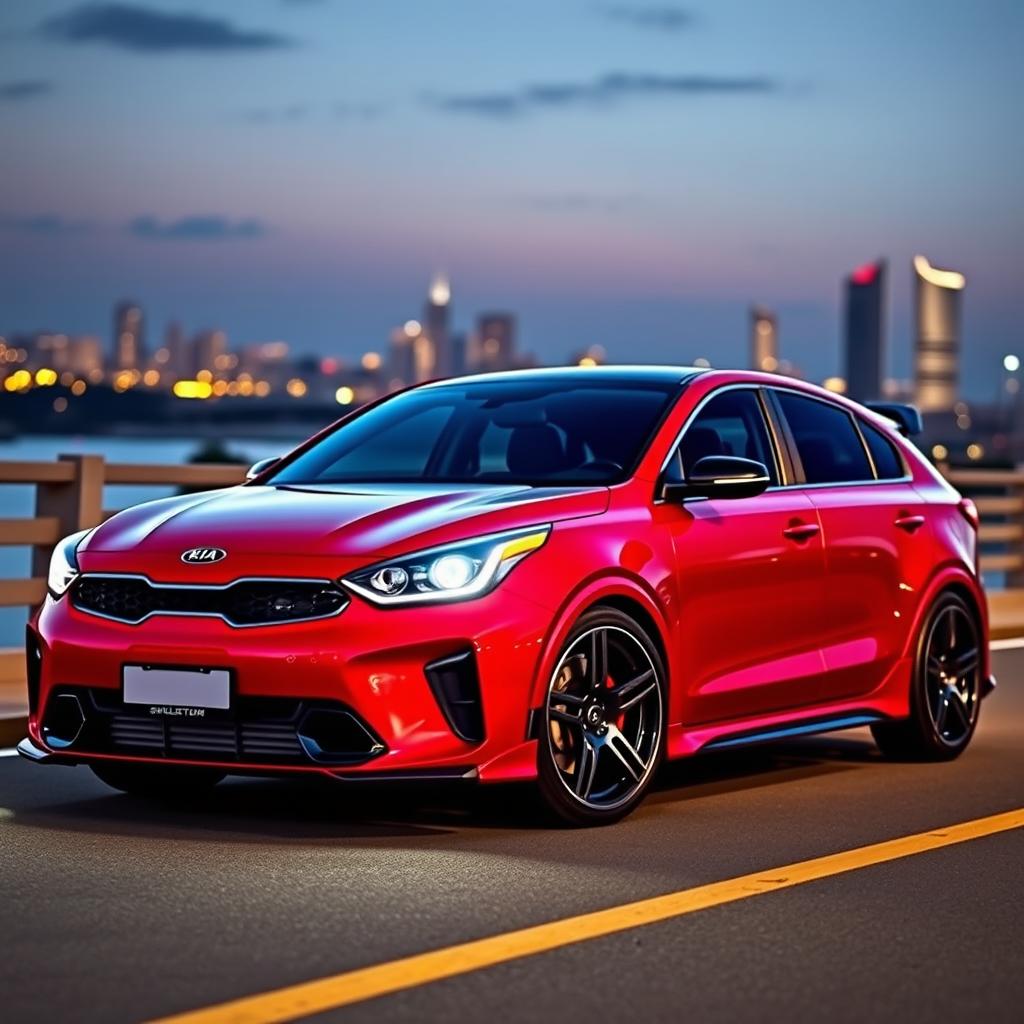 A sleek and sporty Kia Seltos, featuring a dynamic design with a bold front grille, aggressive lines, and custom alloy wheels