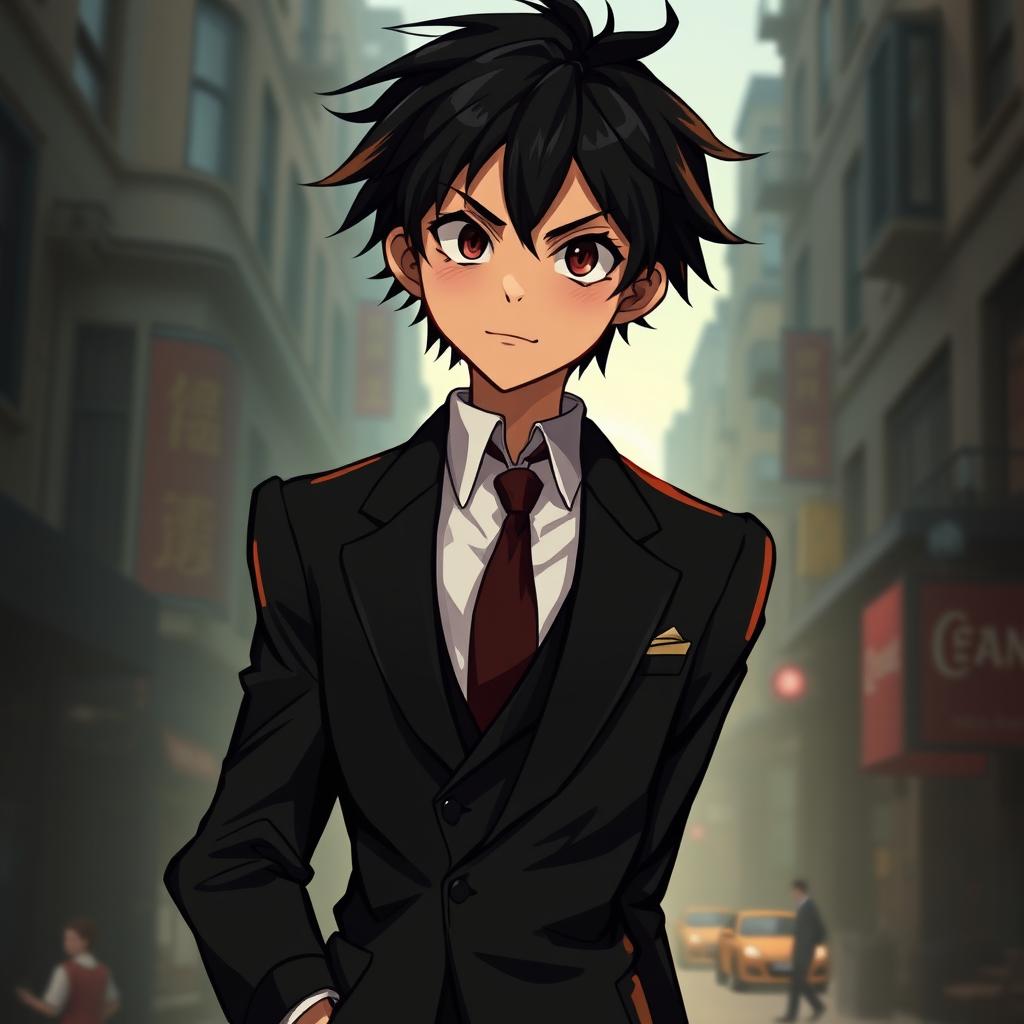 A character inspired by a young pirate hero in a formal suit, embodying confidence and charisma