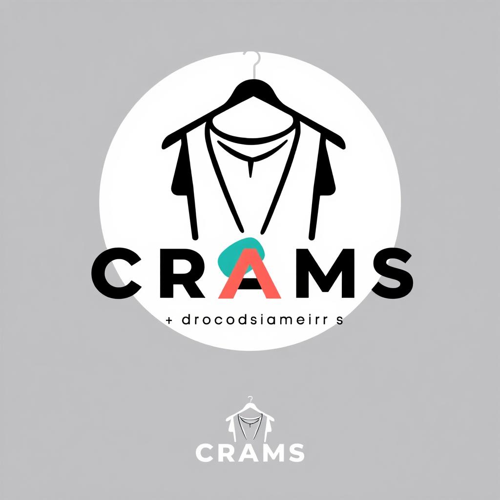 A modern and sleek logo design for a clothing brand named 'CRAMS'